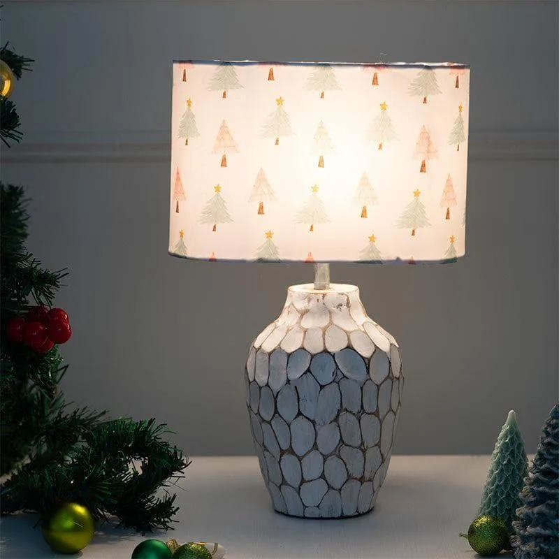 Christmas Conifer Yvie Fabric Table Lamp - White media 1