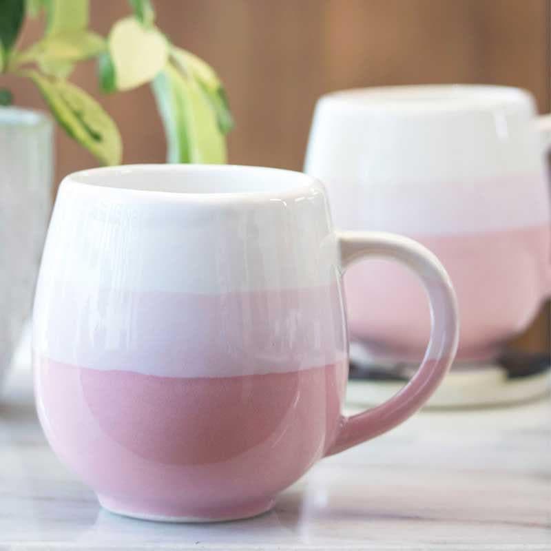 Wave Stoneware Coffee Mug (440 mL Each/Pink) - Set of Two media 3