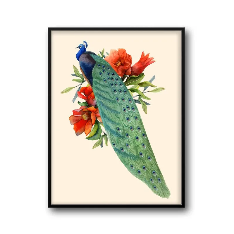 Flowers & Peacock Archival Paper Wall Art With Frame media 6