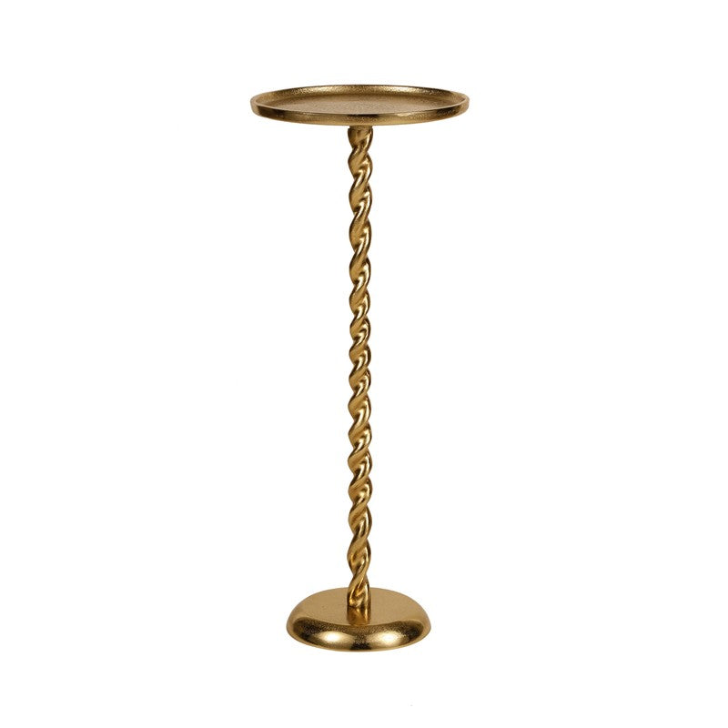 Spiral Base Aluminum Side Table - Gold media 4
