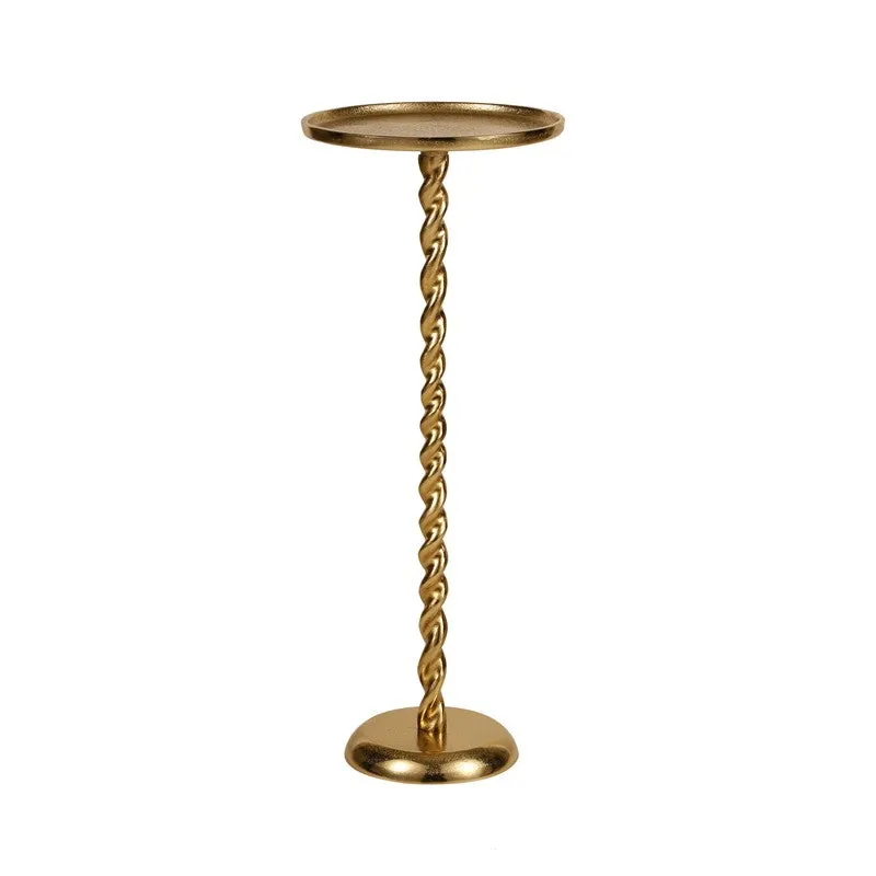 Spiral Base Aluminum Side Table - Gold media 4