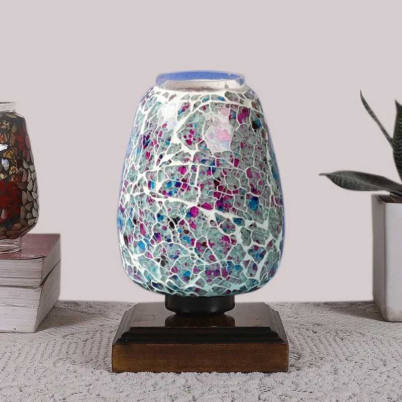 Auremora Mosaic Glass Table Lamp With Wooden Base - Multicolor media 4