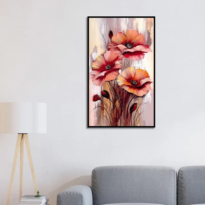 Autumn's Blush Floral Canvas Wall Painting With Frame - Black media 3