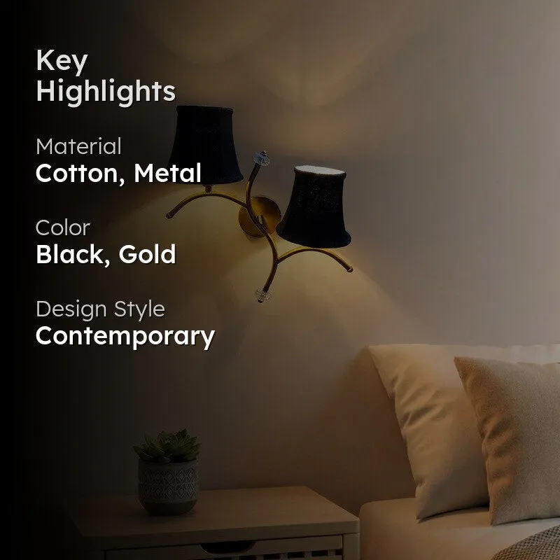 Aurelume Twin Cotton Wall Lamp - Black media 2