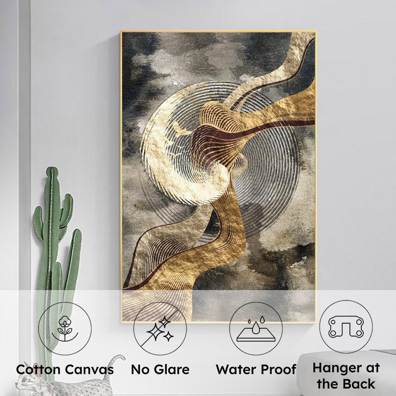 Ezra Abstract Gold & Black Canvas Wall Art media 4