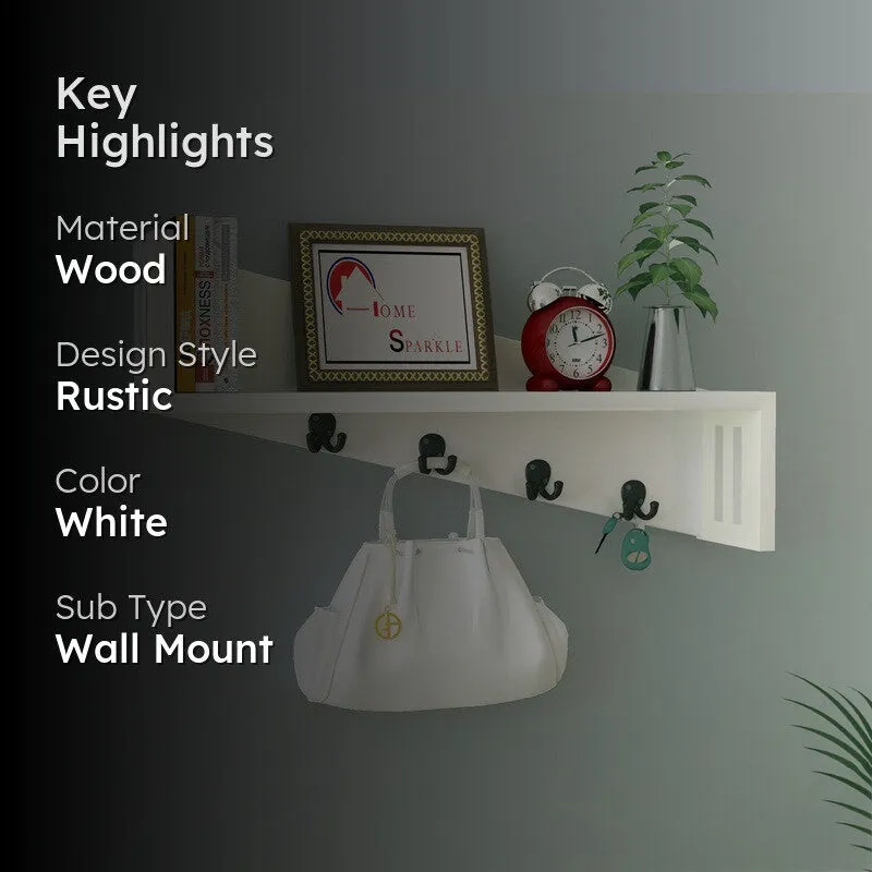 Minimalist Wooden Wall Key Holder - White media 2