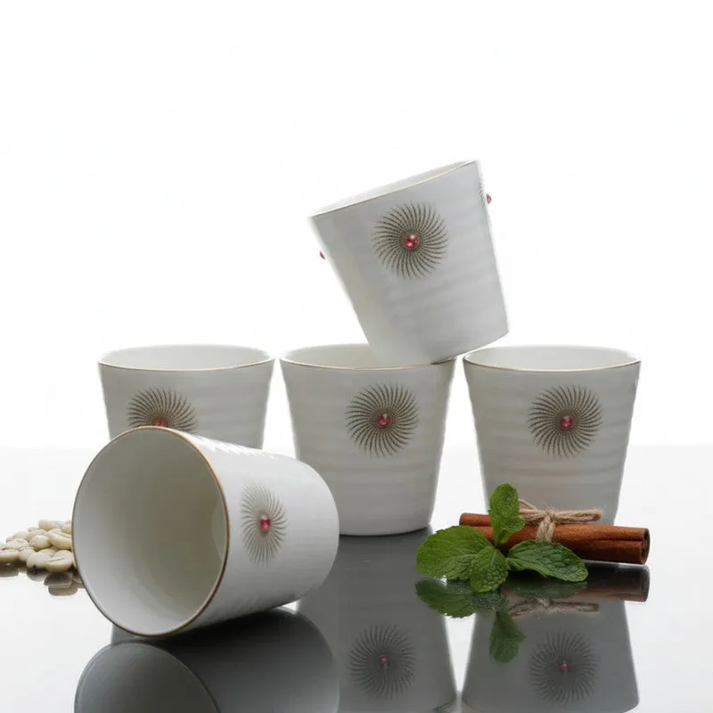 Serenity Bone China,Crystal Tea Cup (90 mL Each) - Set Of Six media 5
