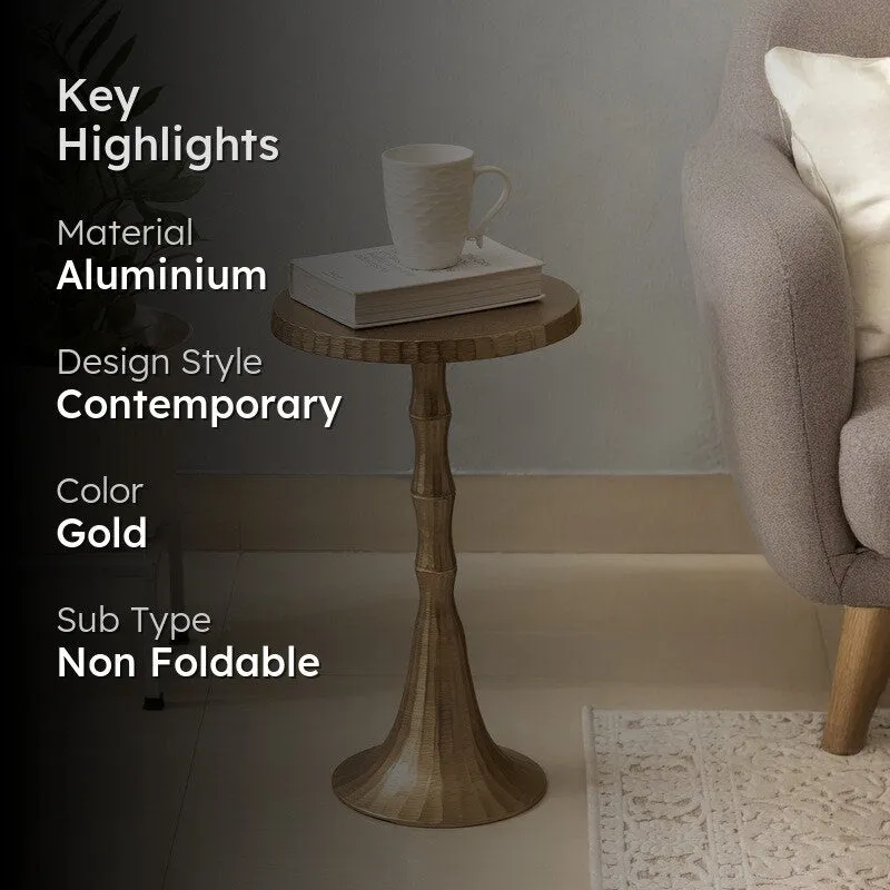 Fluted Base Aluminum Side Table - Gold media 2