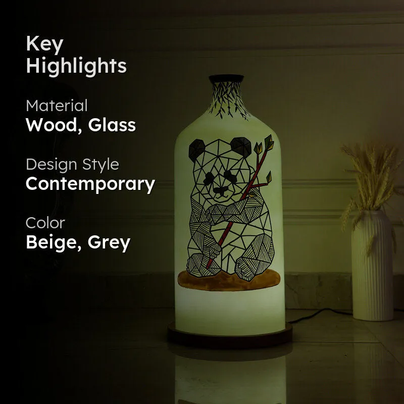 Panda Lines Hand Painted Glass Floor Lamp media 2