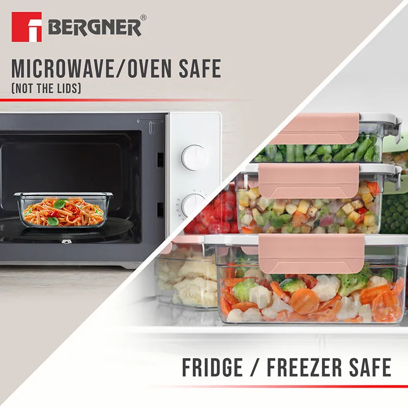 Bergner Glass Vault Airtight Glass Tiffin Box (Peach) - 370 mL media 4