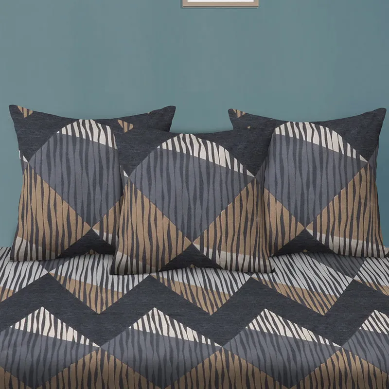 Gray & Grid Diwan Set - Six Piece Set media 4