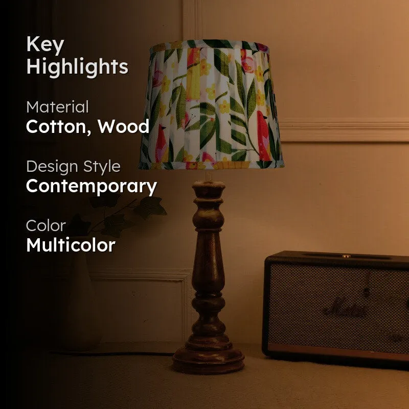 Petalway Wooden Base Cotton Table Lamp - Multicolor media 2