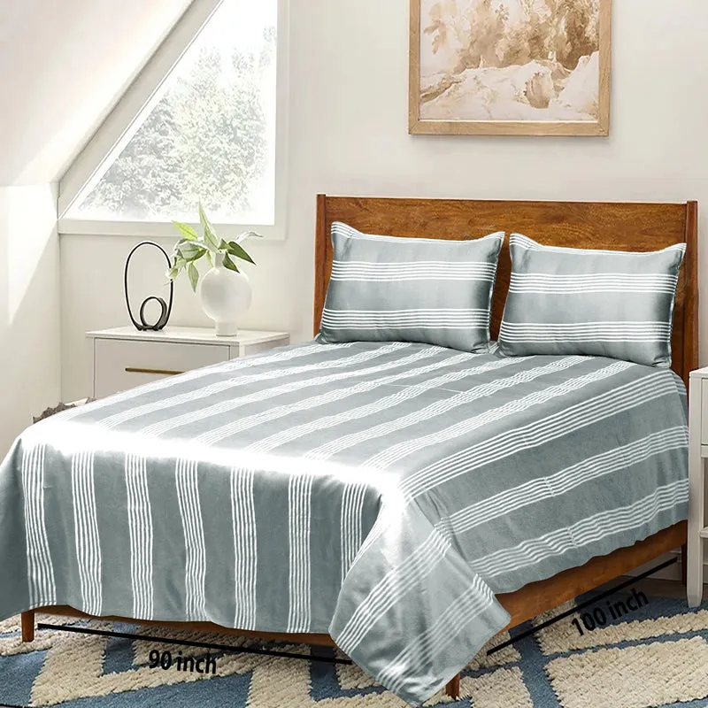 Saral Home Dhari Cotton Bedsheet (Grey) - 300 TC media 6