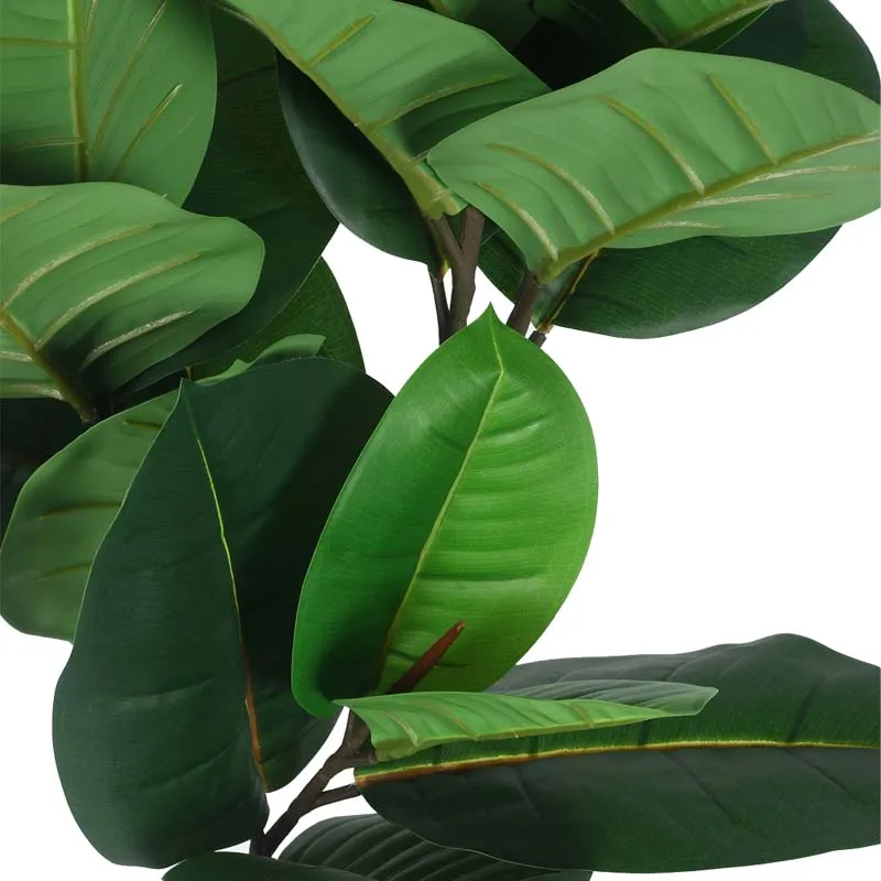 Faux Lush Rubber Plant With Black Plastic Pot - 4.3 Feet media 4