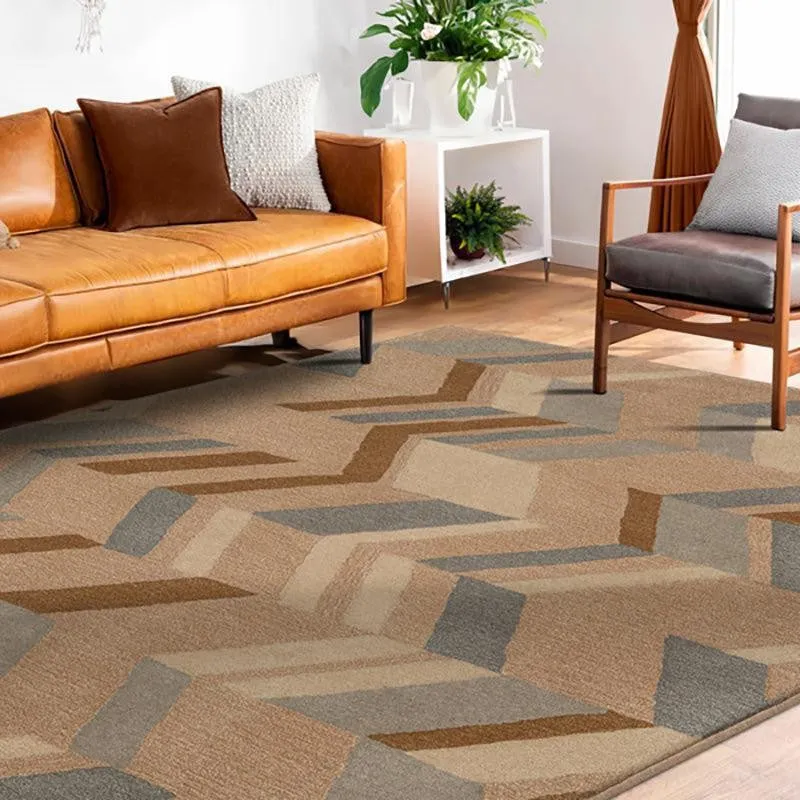 Alcinous Hand Tufted Geometric Wool & Nylon Carpet - Grey & Brown media 3