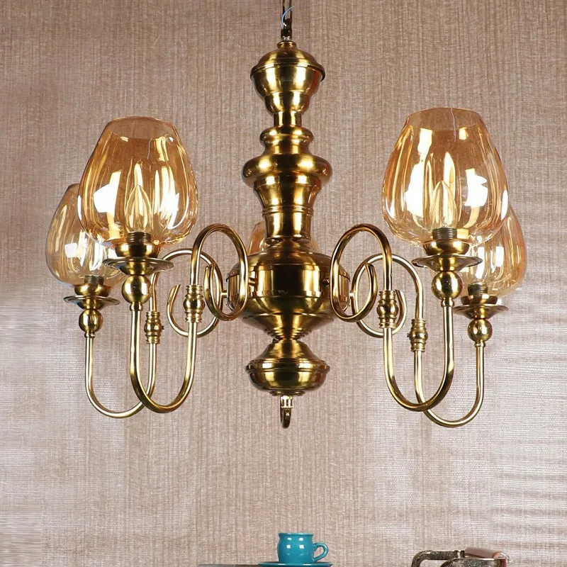 Creslen Luxury Amber Glass Chandelier - Gold media 3