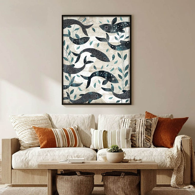 Samudra Canvas Wall Painting With Black Frame
