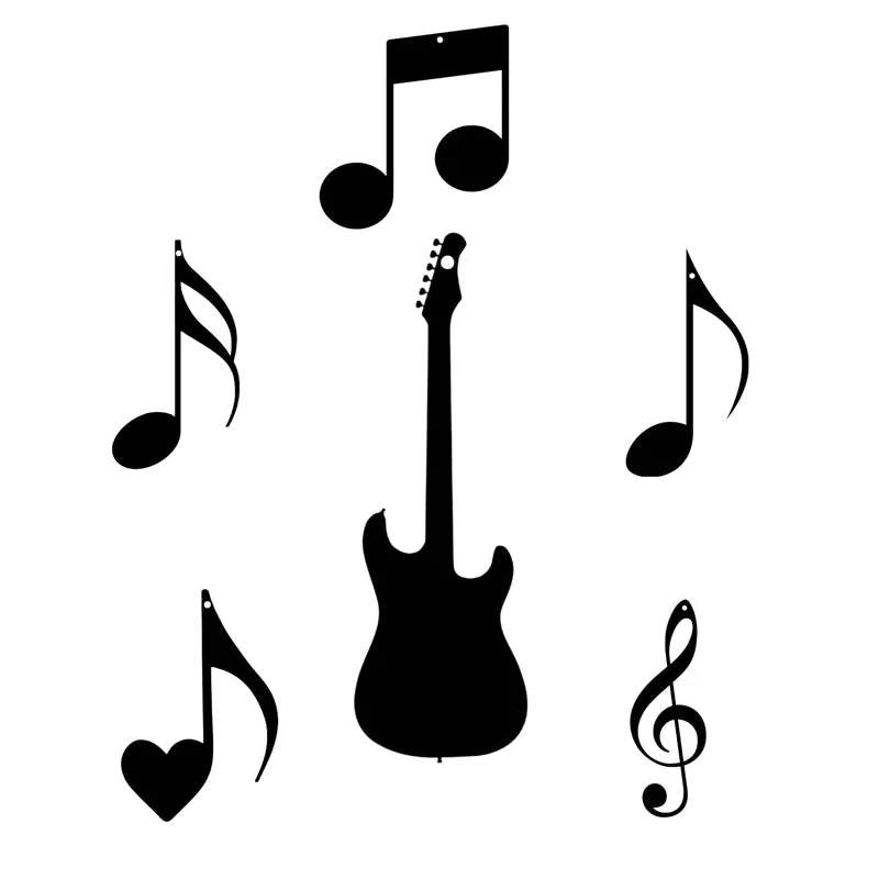 Guitar Musical Notes Iron Wall Accent - Set Of Six media 3