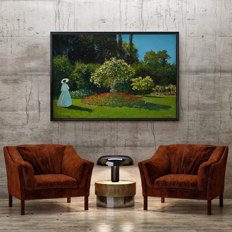 Lady In The Garden Framed Canvas Painting By Claude Monet - Black Frame media 4