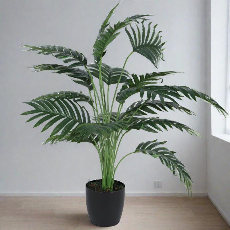 Faux Butterfly Palm Plant With Black Plastic Pot - 2.79 ft media 4