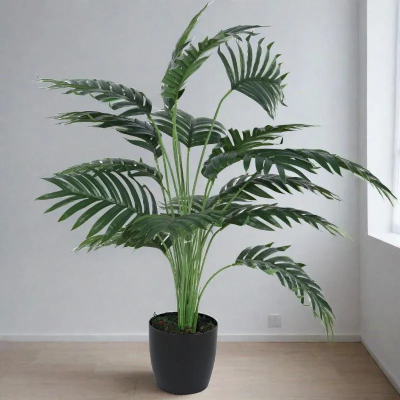 Faux Butterfly Palm Plant With Black Plastic Pot - 2.79 ft media 4
