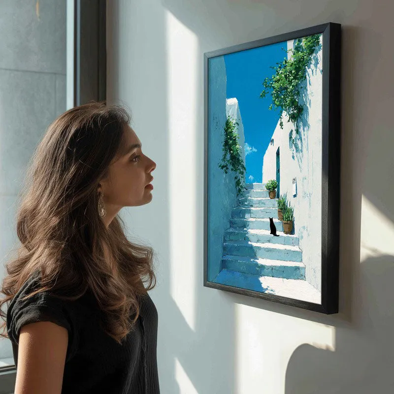 European Alley Canvas Wall Painting - Black Frame media 5