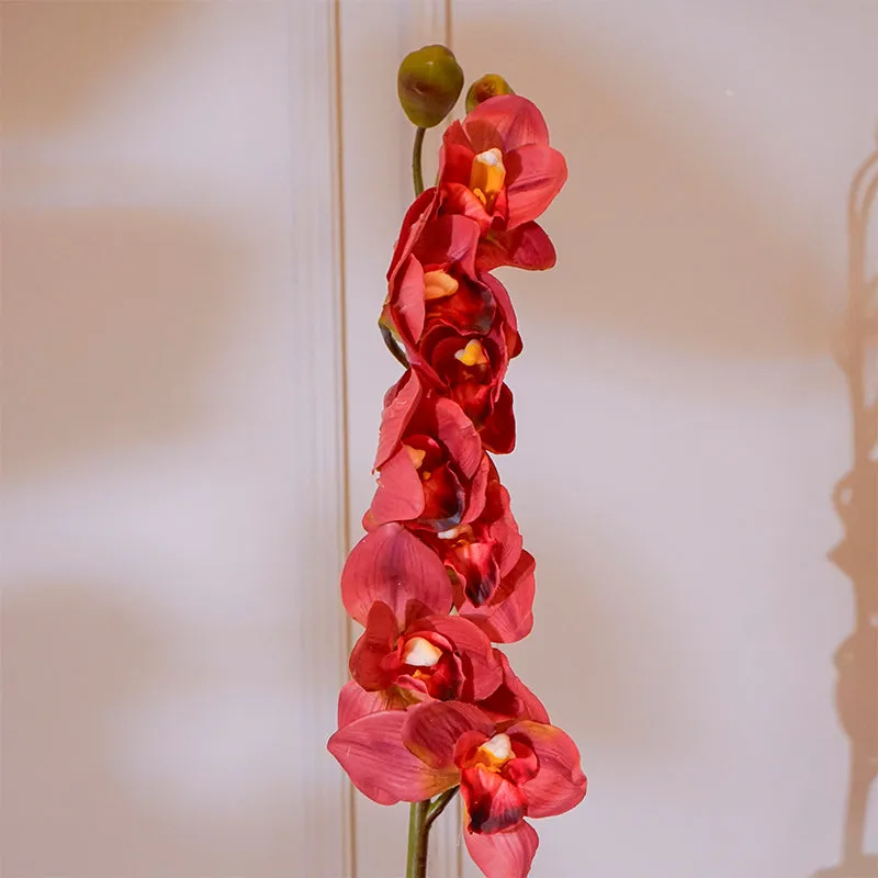 Faux Silicone Cymbidium Orchid Flower Stick (Red) - 35 CM media 4