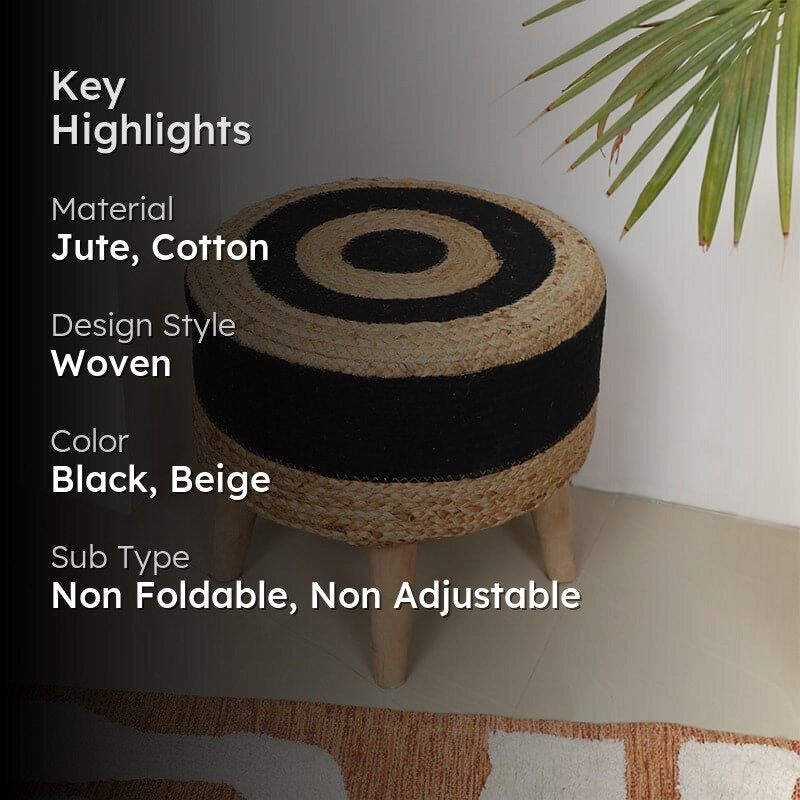 Fermi Juco Ottoman - Black & Beige media 2