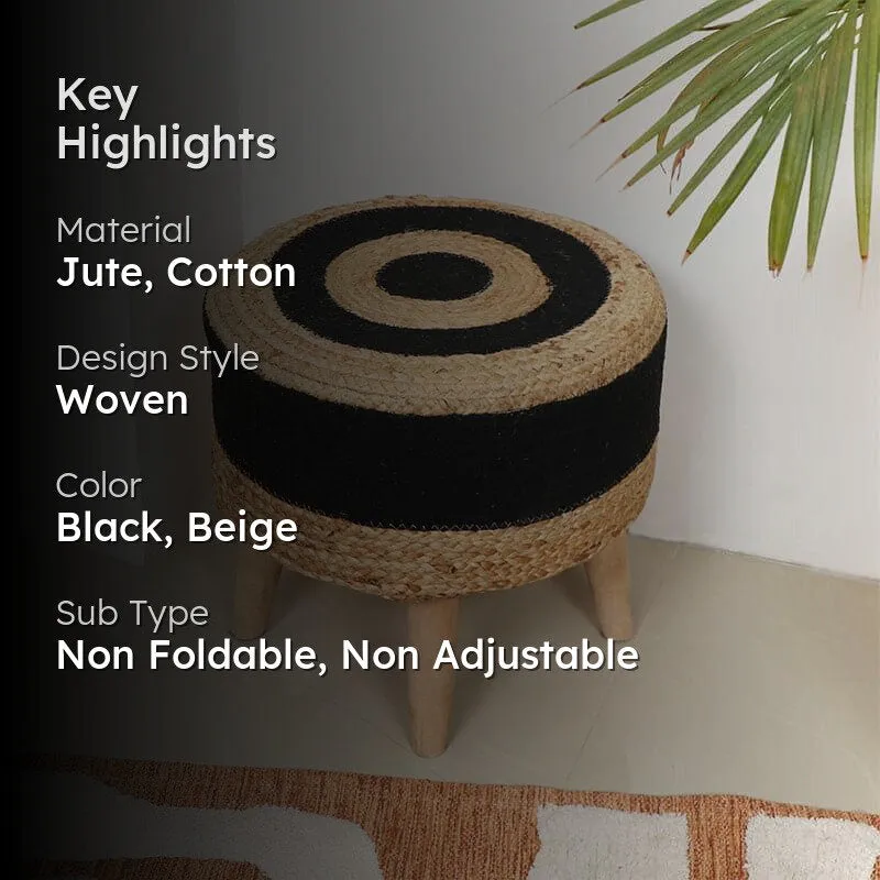 Fermi Juco Ottoman - Black & Beige media 2