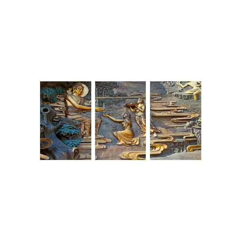 Buddha Blessings Poly Canvas Wall Art - Three Piece Set media 6