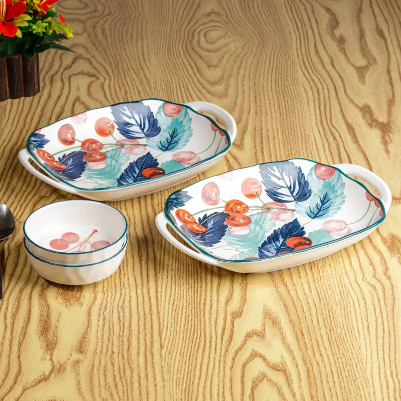 Rose Petal Porcelain Platter - Four Piece Set media 3