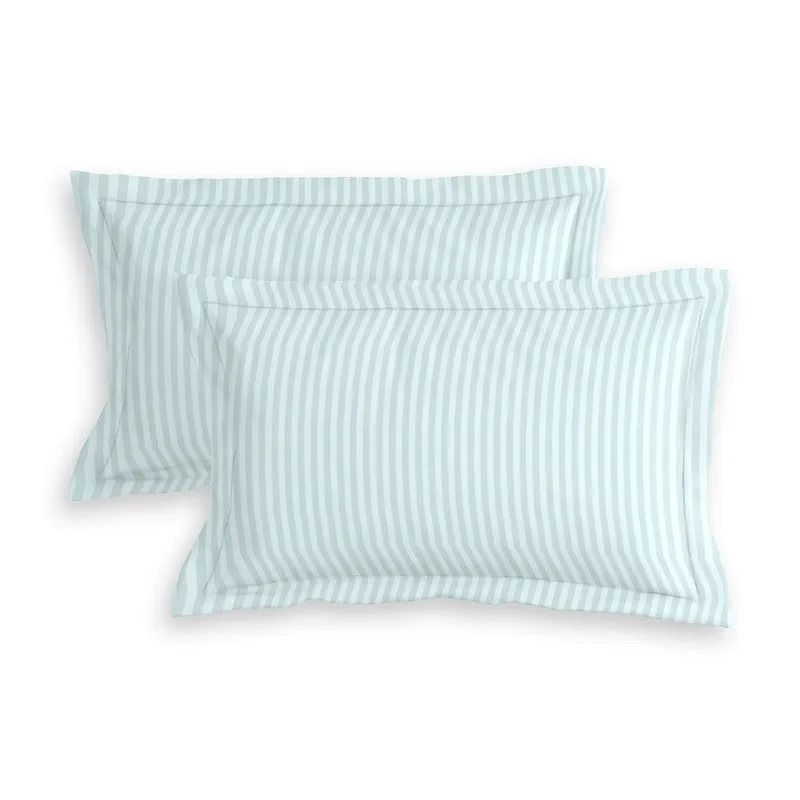 StripeScape Glace Cotton Fitted Bedsheet (Light Grey) - 130 GSM - 10