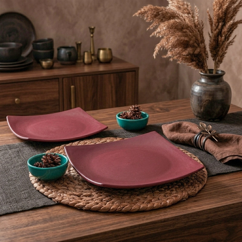 Rubeena Ceramic Platter - Maroon media 4