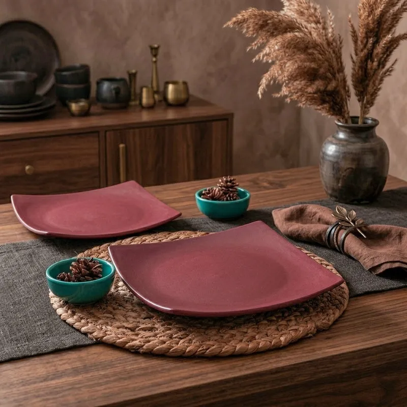 Rubeena Ceramic Platter - Maroon media 4