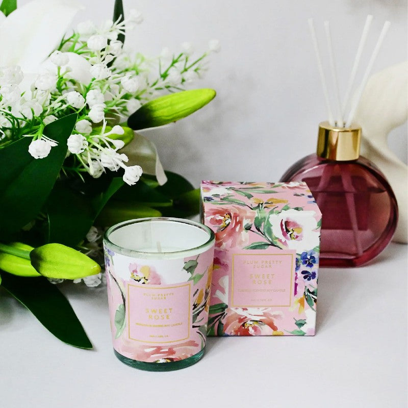 Sweet Rose Scented Candle Glass Jar - Set Of Two media 5
