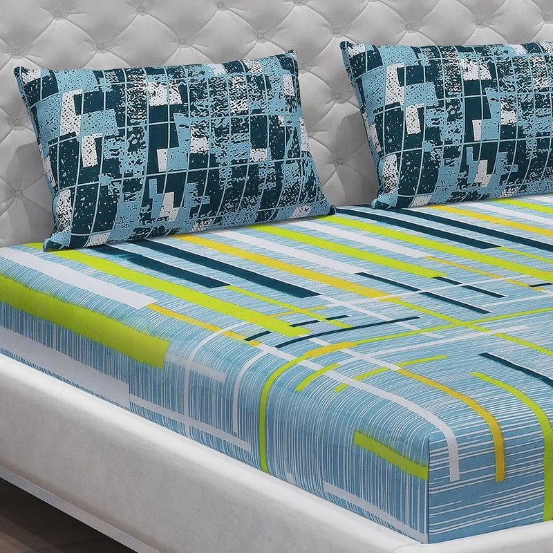 Monte Carlo Flow Stripe Cotton Bedsheet (Blue) - 104 TC media 5