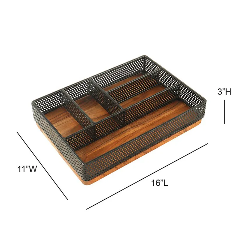Urban Sort (Metal/Wood) Desk Organizer - Black,Brown media 9