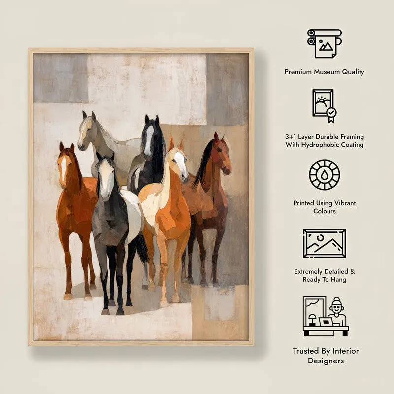 Modern Rustic Horse Wall Painting With Brown Frame media 10