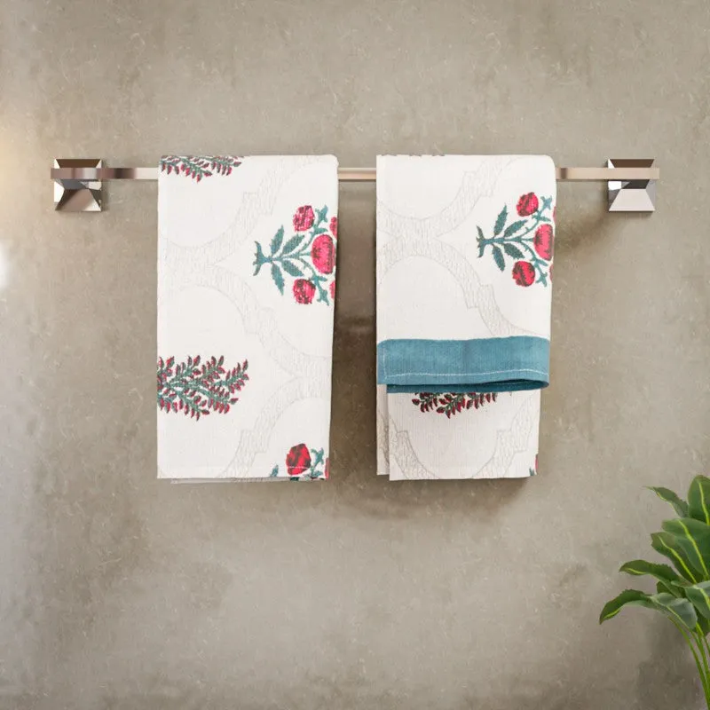 Flora Drift Cotton Hand Towel (Blue) - Set Of Two media 3