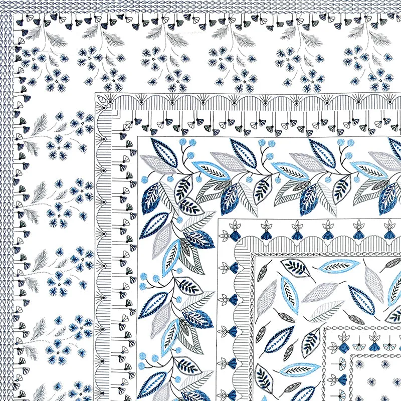 Aniditha Ethnic Cotton Bedsheet (Blue) - 160 TC media 3
