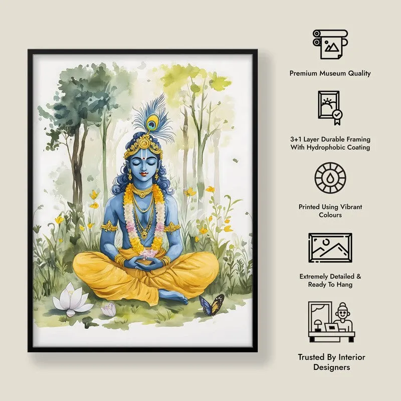 Sacred Balachandra Spiritual Archival Paper Wall Painting With Frame - Black media 8