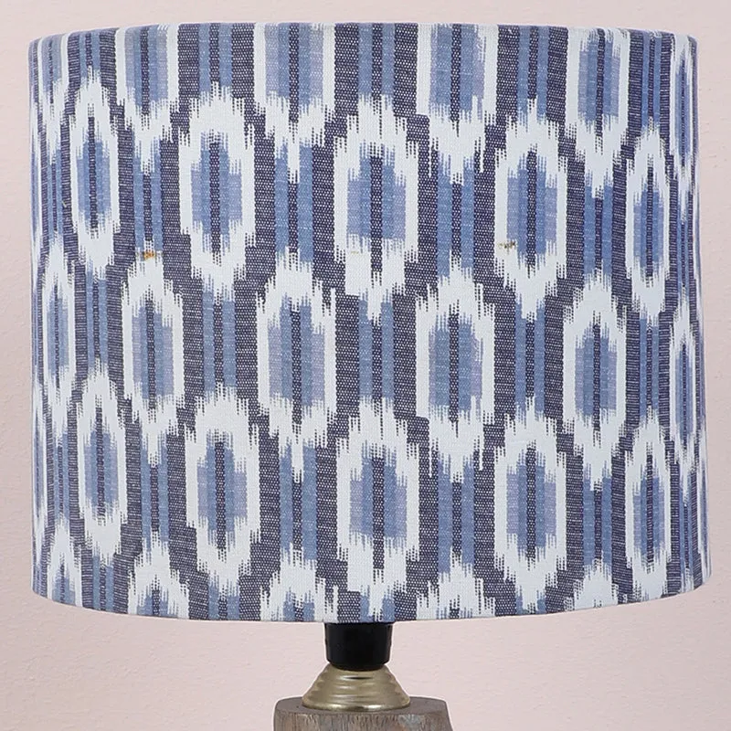 Lois Hide Hewn Printed Mango Wood Table Lamp - Grey,White,Blue media 3