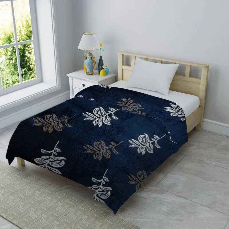 Nightbloom Floral Woolen Blanket (Blue) - 210 GSM - 1