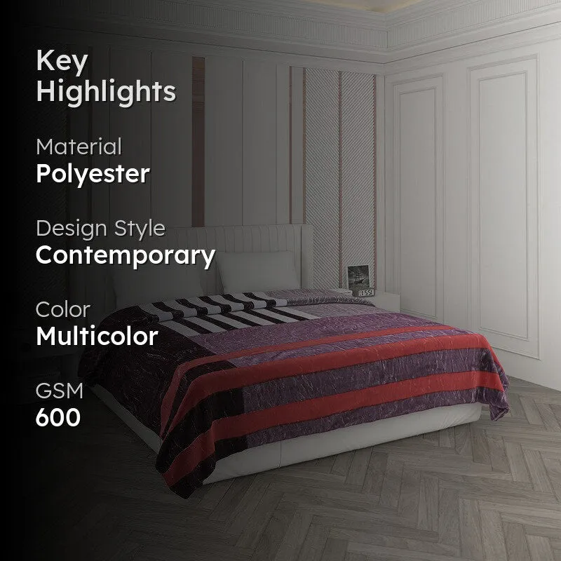 Monte Carlo Midnight Stripes Throw Blanket - 600 GSM media 2