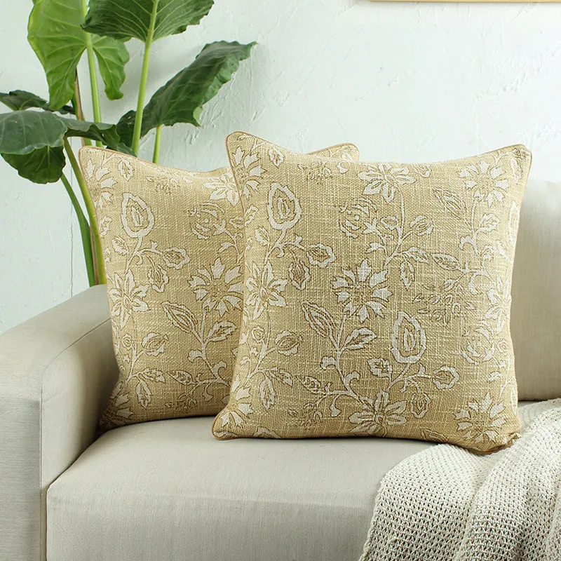 Dewdrop Petals Woven Cotton Cushion Cover (Beige) - Set Of Two media 2