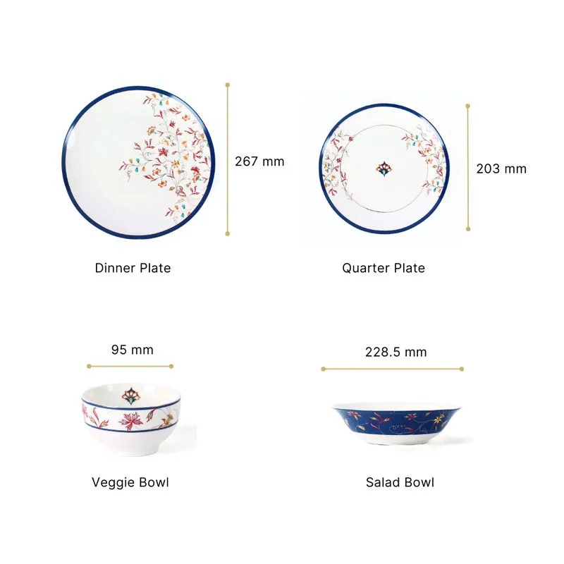 Classic Motif 24k Gold Brushed Dinner Set (White,Blue)- 20 Piece Set media 12