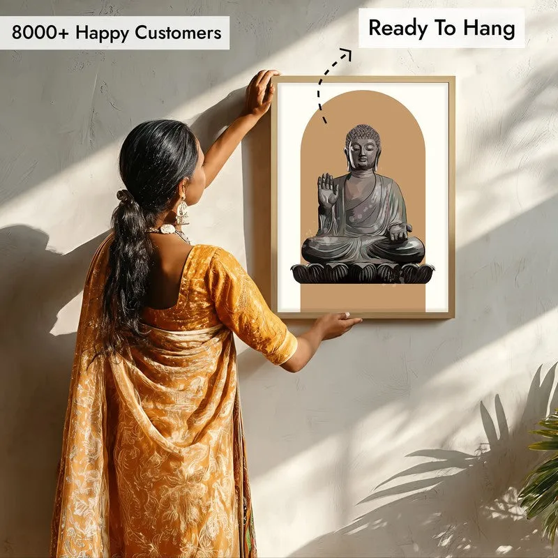 Palm Of Peace Archival Paper Wall Art - Natural Brown Frame media 7