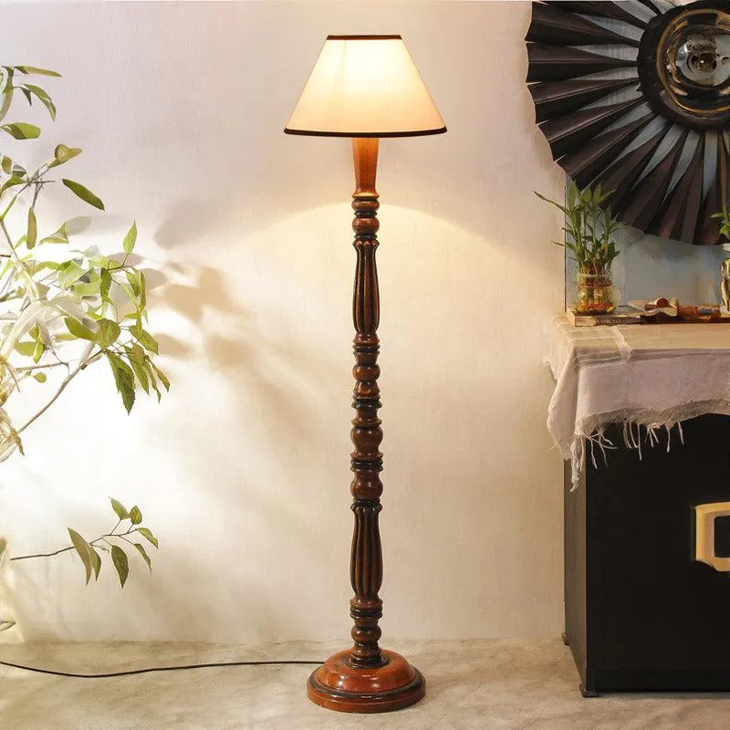 Masiya Vintage Wooden Floor Lamp - White&Black media 1