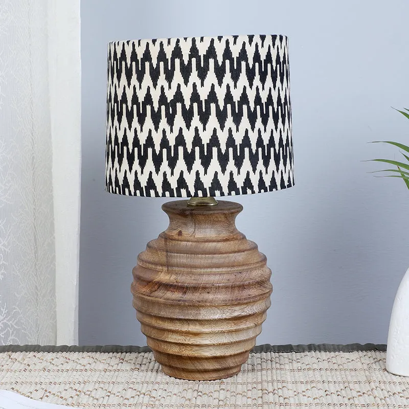 Chevronic Palmer Mango Wood Table Lamp - Black,White media 2