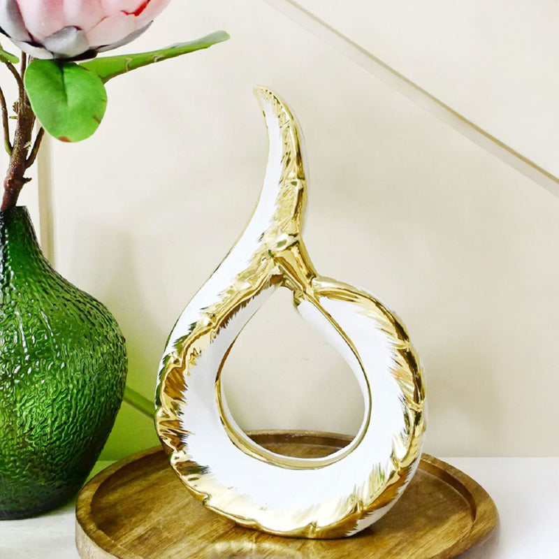 Zynera Emerald Curve Decorative Showpiece - White media 3